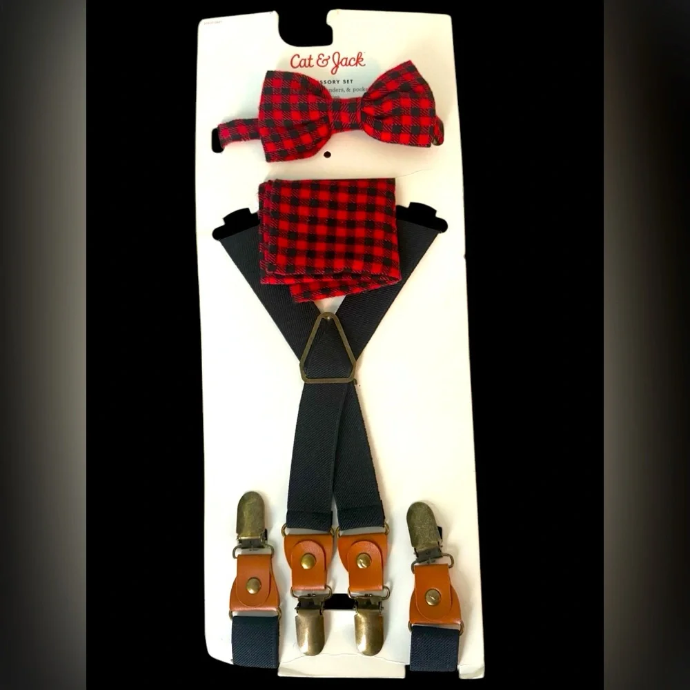 NWT Cat & Jack 3 Piece Suspender Set: Buffalo Plaid